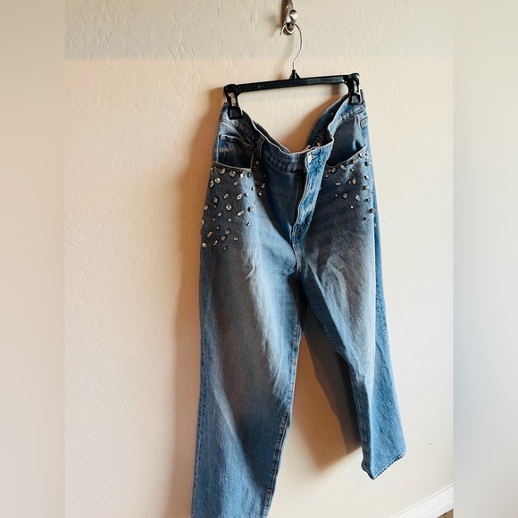 Loft Women’s Rhinestone High Rise Straight Jeans Size 14 - Picture 3 of 6